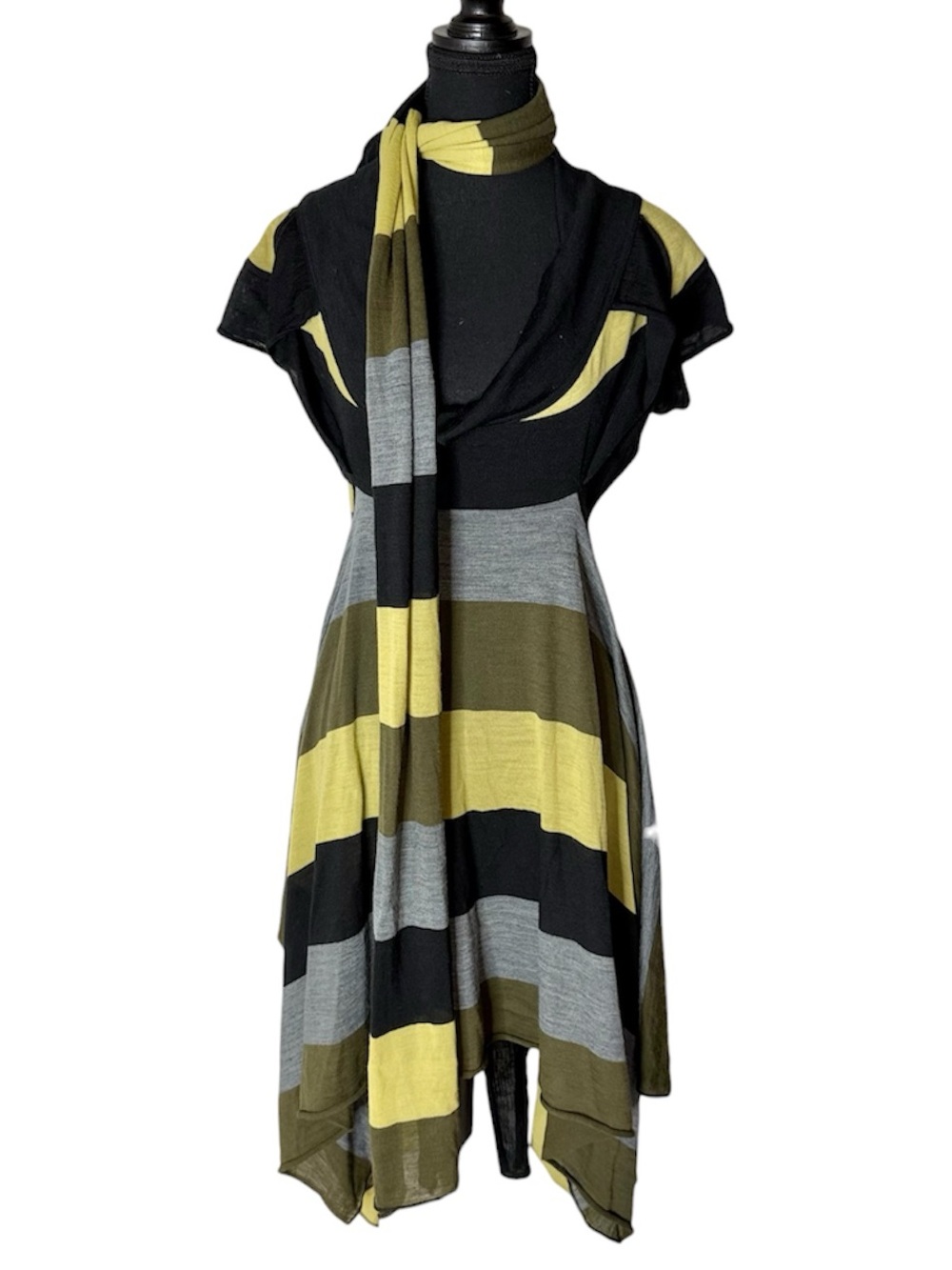 MY SOUL Lightweight Wool Blend High Low Dress Matching Scarf Cowl Neck Medium